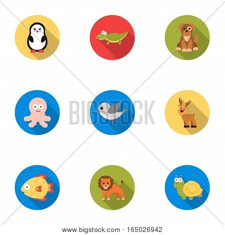 Animals set icons in flat style. Big collection of animals vector symbol stock