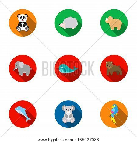 Animals set icons in flat style. Big collection of animals vector symbol stock