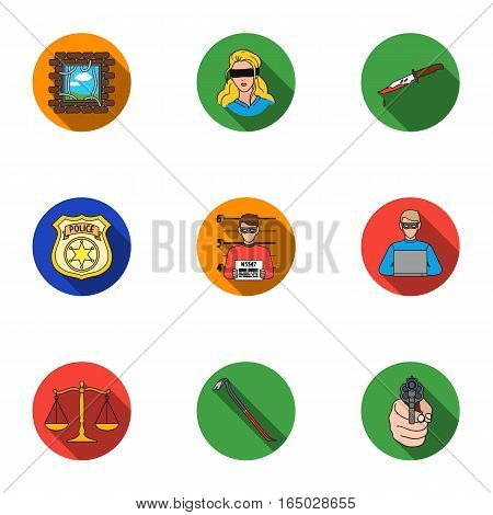 Crime set icons in flat style. Big collection of crime vector symbol stock