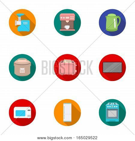 Household appliances set icons in flat style. Big collection of household appliances vector symbol stock