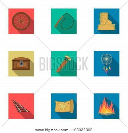 Wild west set icons in flat style. Big collection of wild west vector symbol stock