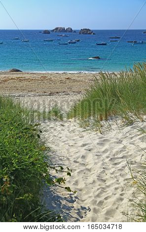 Beach in summer at Brignogan-Plages Brittany France