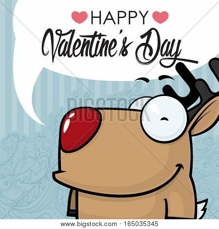 Valentines day greeting card with funny animal character.