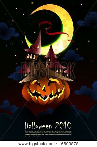 Halloween-felhívás | Poszter | Spooky Castle egy tök termesztett | Minden nevű réteg választja el 