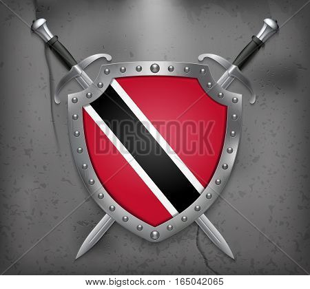 Flag Of Trinidad And Tobago. Vector Medieval Background