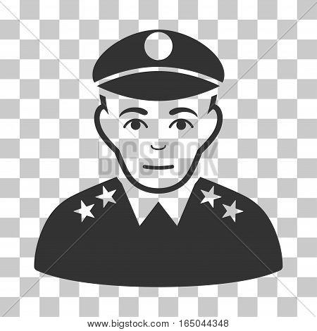 Army General vector pictogram. Illustration style is flat iconic gray symbol on a chess transparent background.