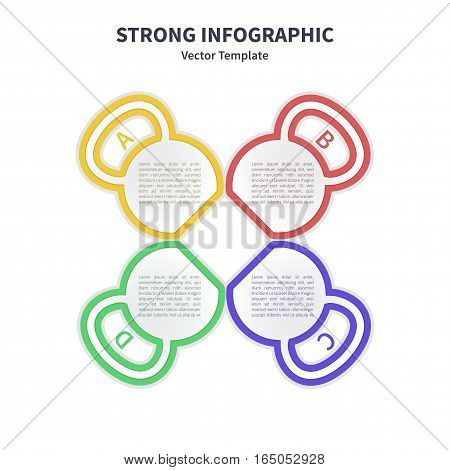 Vector infographic colorful template. Concept with kettlebell stylized elements on the white background.