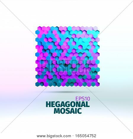 Hexagonal graphic element. Vector grid of hexagons. 3d illustration for web or printing