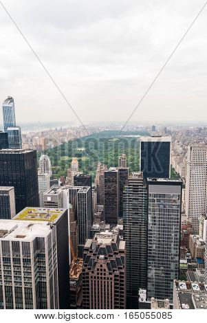 Manhattan skyscrapers with Central Park in the background