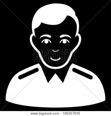 Officer vector icon. Flat white symbol. Pictogram is isolated on a black background. Designed for web and software interfaces.