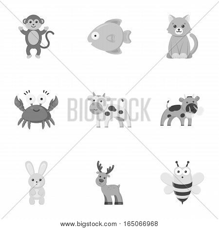Animals set icons in monochrome style. Big collection of animals vector symbol stock