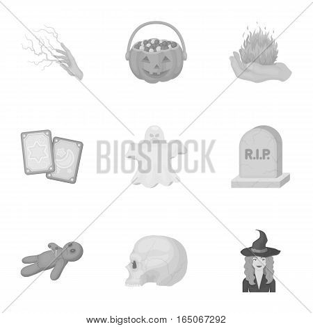 Black and white magic set icons in monochrome style. Big collection of black and white magic vector symbol stock