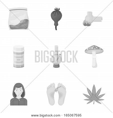 Drugs set icons in monochrome style. Big collection of drugs vector symbol stock
