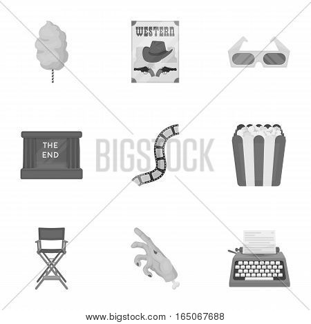 Films and cinema set icons in monochrome style. Big collection of films and cinema vector symbol stock