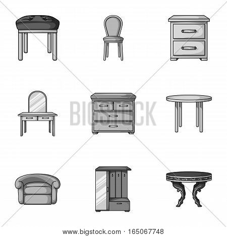 Furniture and home interior set icons in monochrome design. Big collection of furniture and home interior vector symbol stock illustration