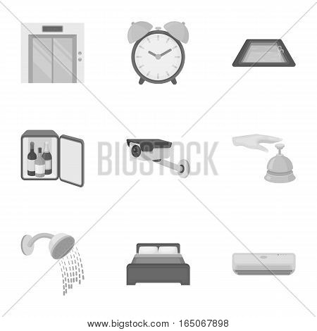 Hotel set icons in monochrome style. Big collection of hotel vector symbol stock