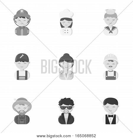 Profession set icons in monochrome style. Big collection of profession vector symbol stock