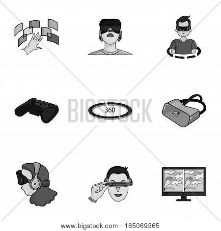 Virtual reality set icons in monochrome design. Big collection of virtual reality vector symbol stock illustration