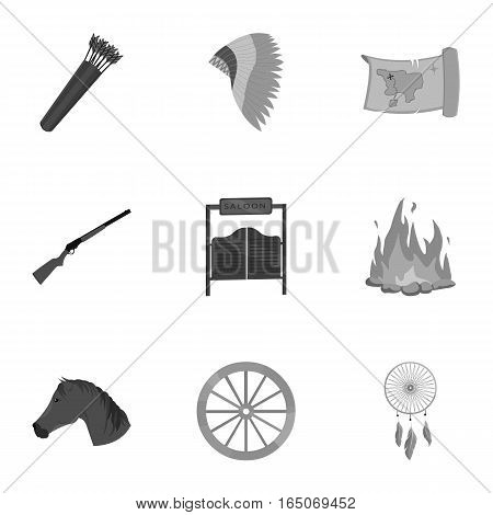 Wild west set icons in monochrome style. Big collection of wild west vector symbol stock