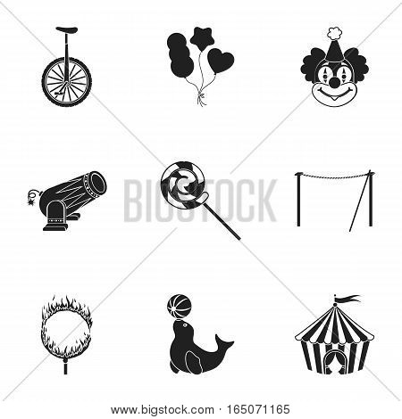 Circus set icons in black style. Big collection of circus vector symbol stock
