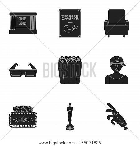 Films and cinema set icons in black style. Big collection of films and cinema vector symbol stock