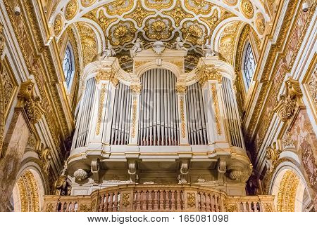 Ornate Organ Of The Church Of San Luigi Dei Francesi In Rome