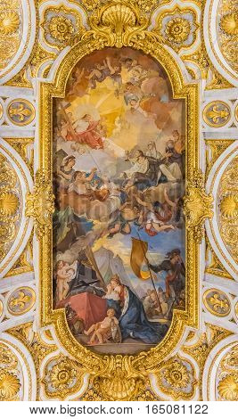 Ornate Ceiling Of The Church Of San Luigi Dei Francesi In Rome