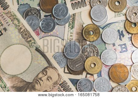 Japanese currency notes Japanese Yen on background