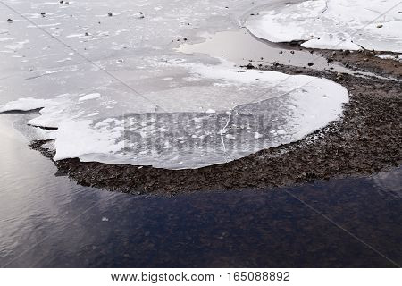 Ice,Frozen in super besse Lake background, France