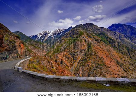 view to karakoram highway and valley, Karakoram, Pakistan