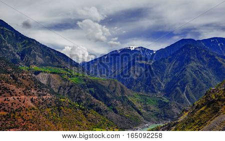 view to karakoram highway and valley, Karakoram, Pakistan
