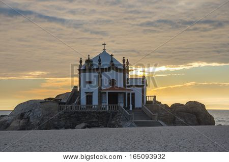 Capela do Senhor da Pedra on sunset Porto Portugal