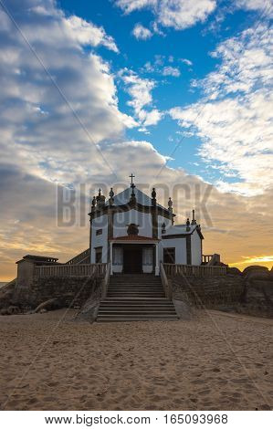 Capela do Senhor da Pedra on sunset Porto Portugal