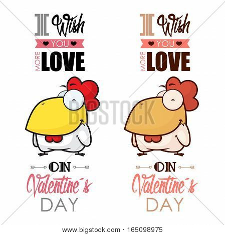 Valentines day greeting card with funny animal character.