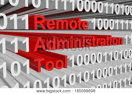 Remote Administration Tool is presented in the form of binary code 3d illustration