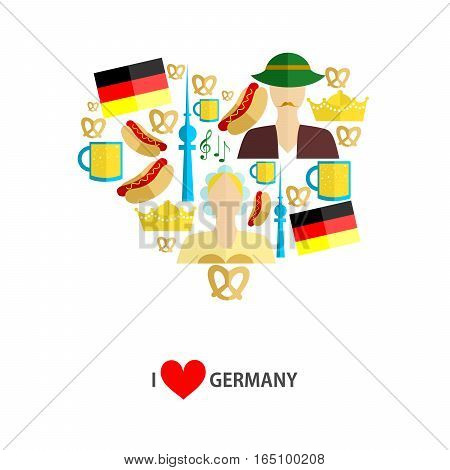 set of icons in the style of a flat design on the theme of germany.