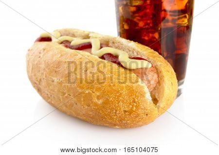 Cropped Hot Dog With Mustard And Ketchup Isolated On White With