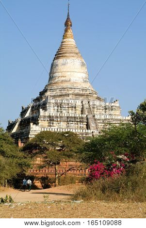 Shwesandaw temple at the archaeological site of Bagan on Myanmar