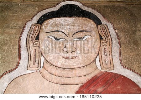 Fresco on Sulamani temple at the archaeological site of Bagan on Myanmar