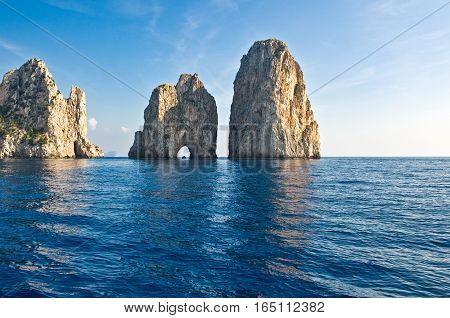 Italy Capri view of the famous Faraglioni rocks