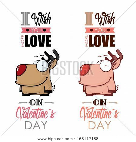 Valentines day greeting card with funny animal character.