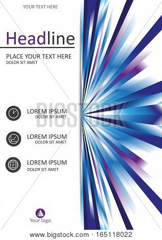 Book cover design in A4 size. Good for books journals banners conferences flyers and print production. Vector illustration with futuristic lines. Publishing industry.