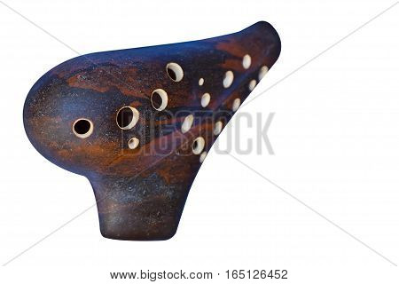The brown Ocarina isolated on white background