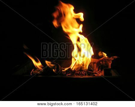 Strange shape formation in flame. Clkseup of hot flame