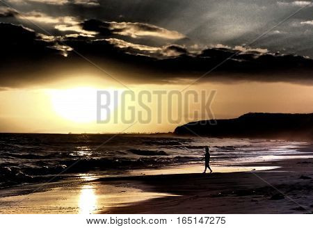 Gorgeous sunset at the beach after a storm