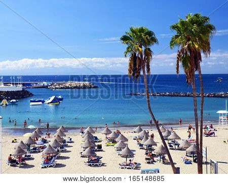 Beautiful view of La Pinta beach in Costa Adeje,Tenerife,Canary Islands,Spain.
