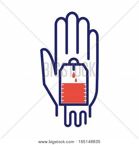 Volunteer icons charity blood donation vector. Humanitarian awareness hand hope aid support and assistance care service human symbols. Trust social rescue helping.