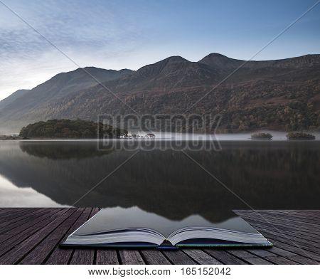 Beautiful Autumn Fall Landscape Image Of Crummock Water At Sunrise In Lake District England Coming O