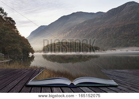 Beautiful Autumn Fall Landscape Image Of Crummock Water At Sunrise In Lake District England Coming O