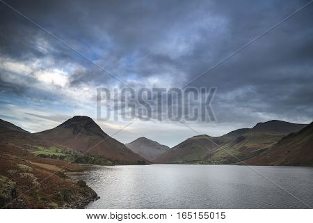 Beautiful Sunset Landscape Image Of Wast Water And Mountains In Lkae District In Autumn In England